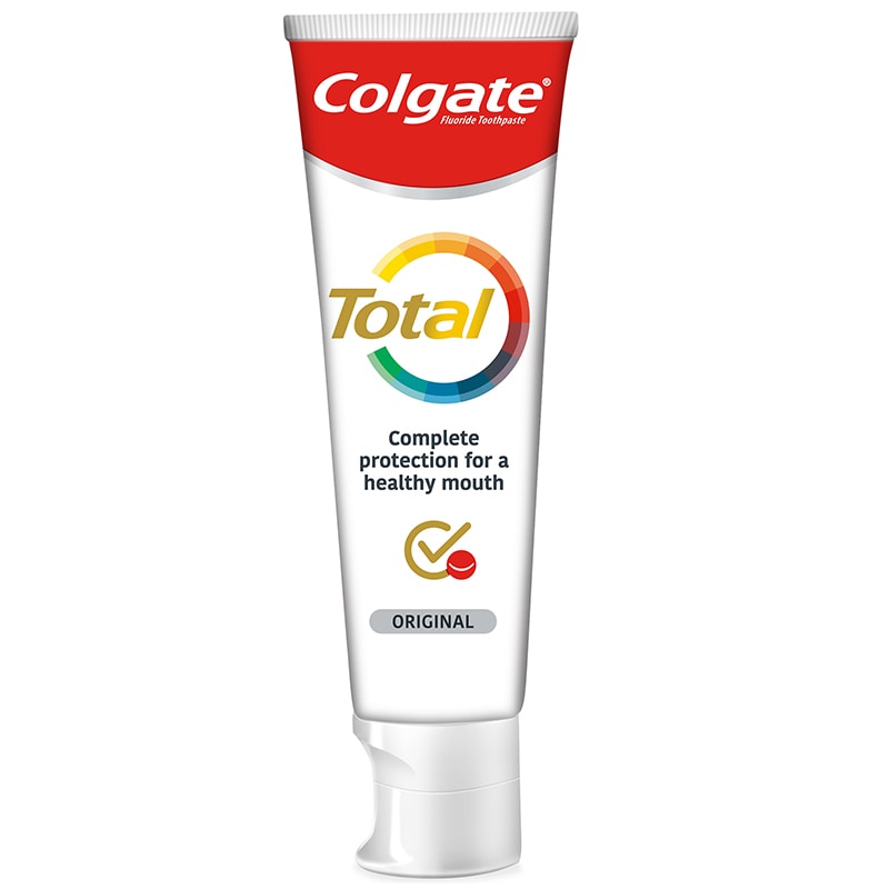 Εικόνες προϊόντων PreviDent toothpaste tube, Colgate total tube και Colgate Sensitive tube